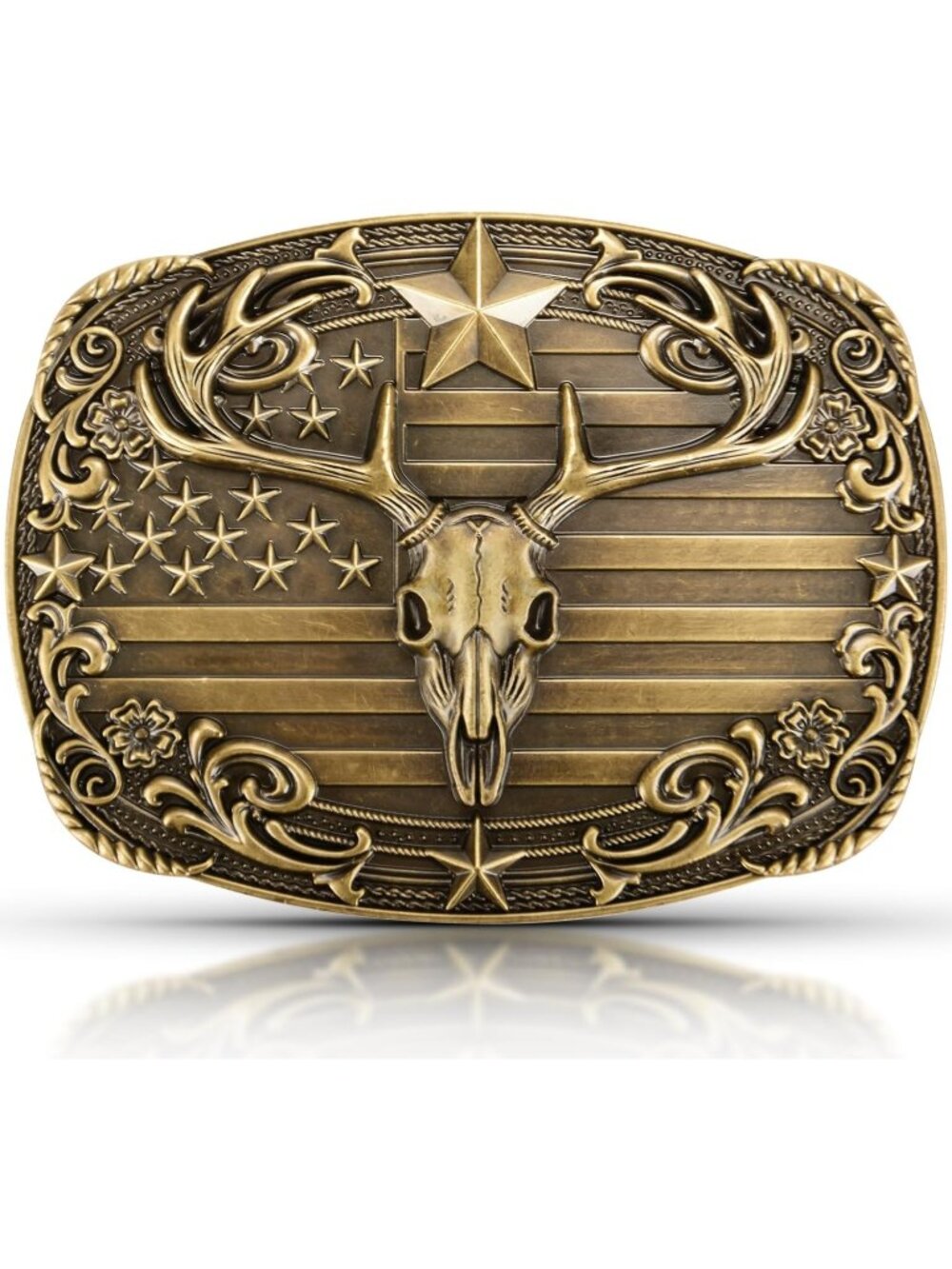 Men Deer Bronze Cowboy Western Buckle for Men Women Style Belt